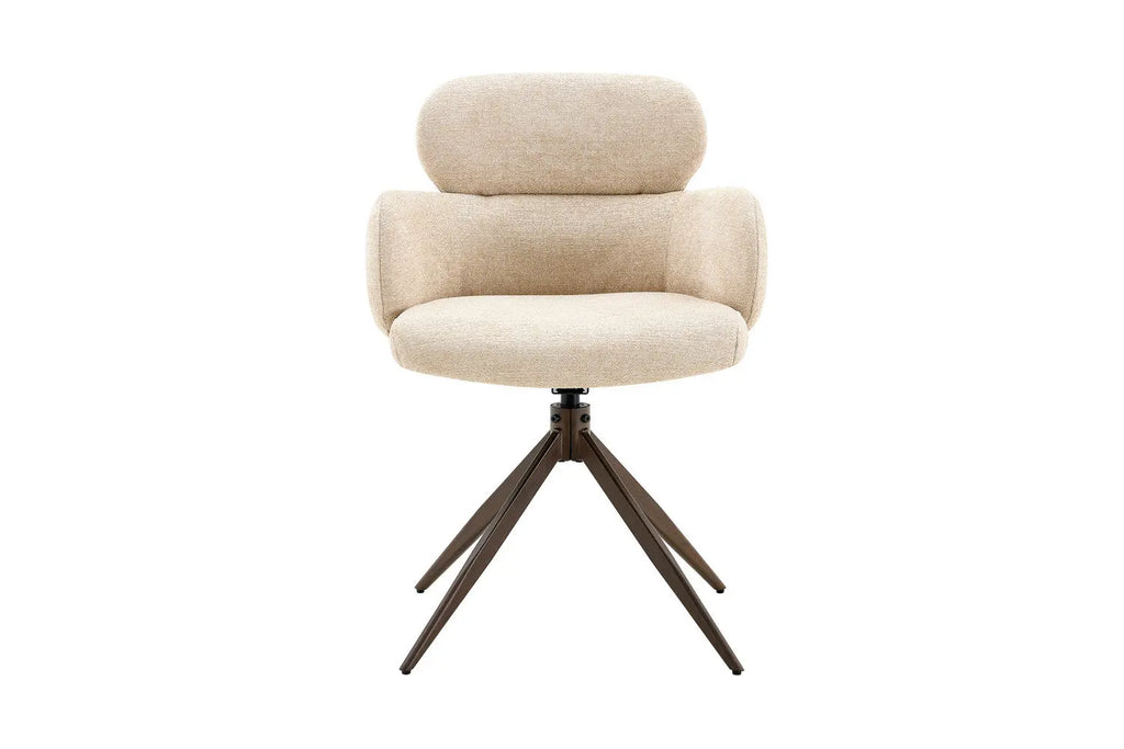 Chaise pivotante de salle à manger ROXANA, tissu beige