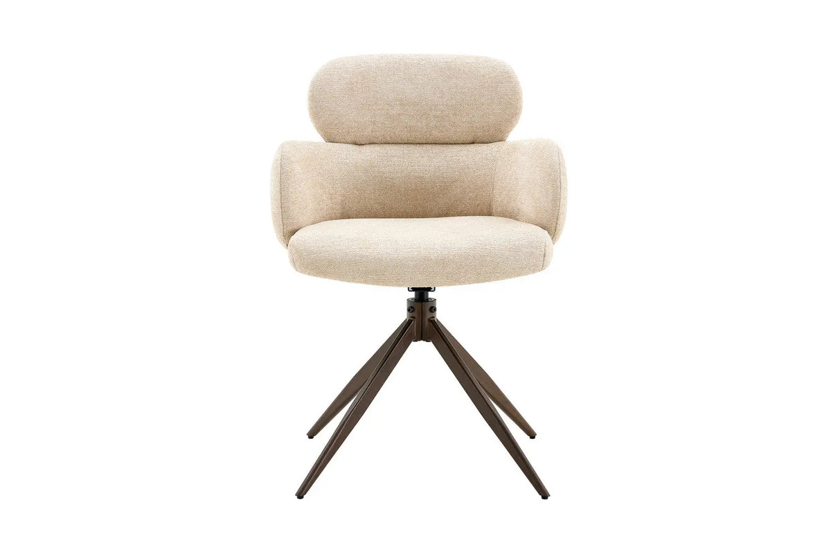 Chaise pivotante de salle à manger ROXANA, tissu beige