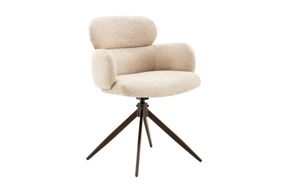 Chaise pivotante de salle à manger ROXANA, tissu beige