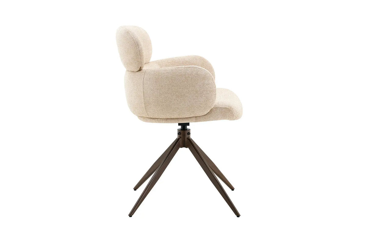 Chaise pivotante de salle à manger ROXANA, tissu beige