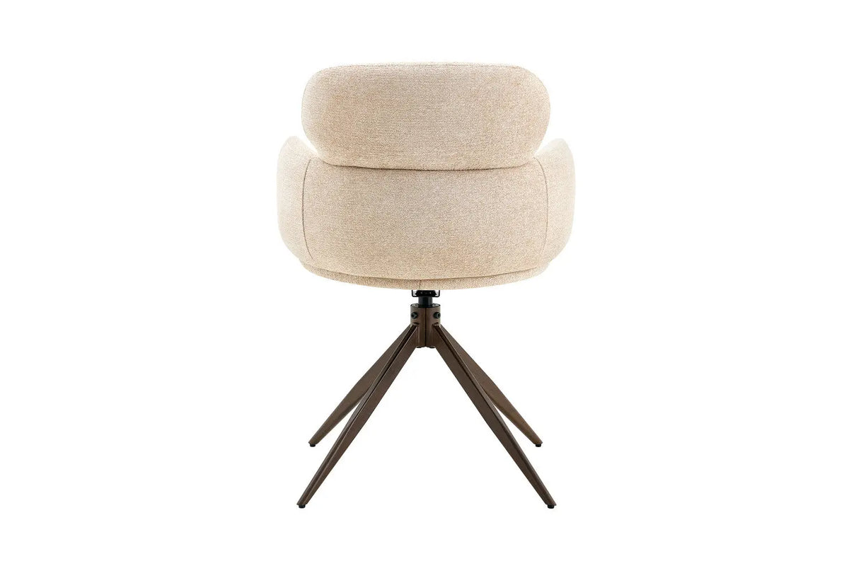 Chaise pivotante de salle à manger ROXANA, tissu beige