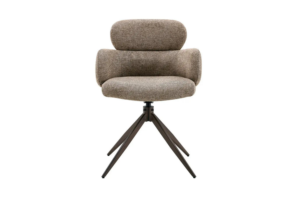 Chaise pivotante de salle à manger ROXANA, tissu poivre