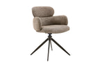Chaise pivotante de salle à manger ROXANA, tissu poivre