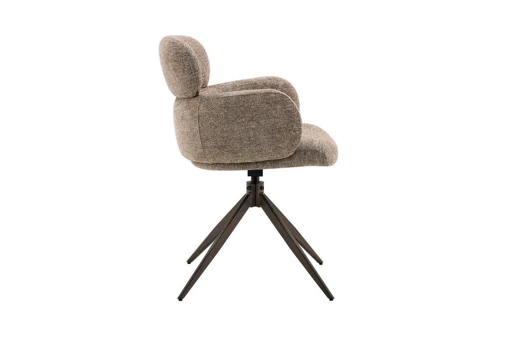 Chaise pivotante de salle à manger ROXANA, tissu poivre