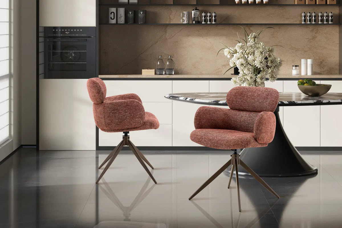 Chaise pivotante de salle à manger ROXANA, tissu rouille