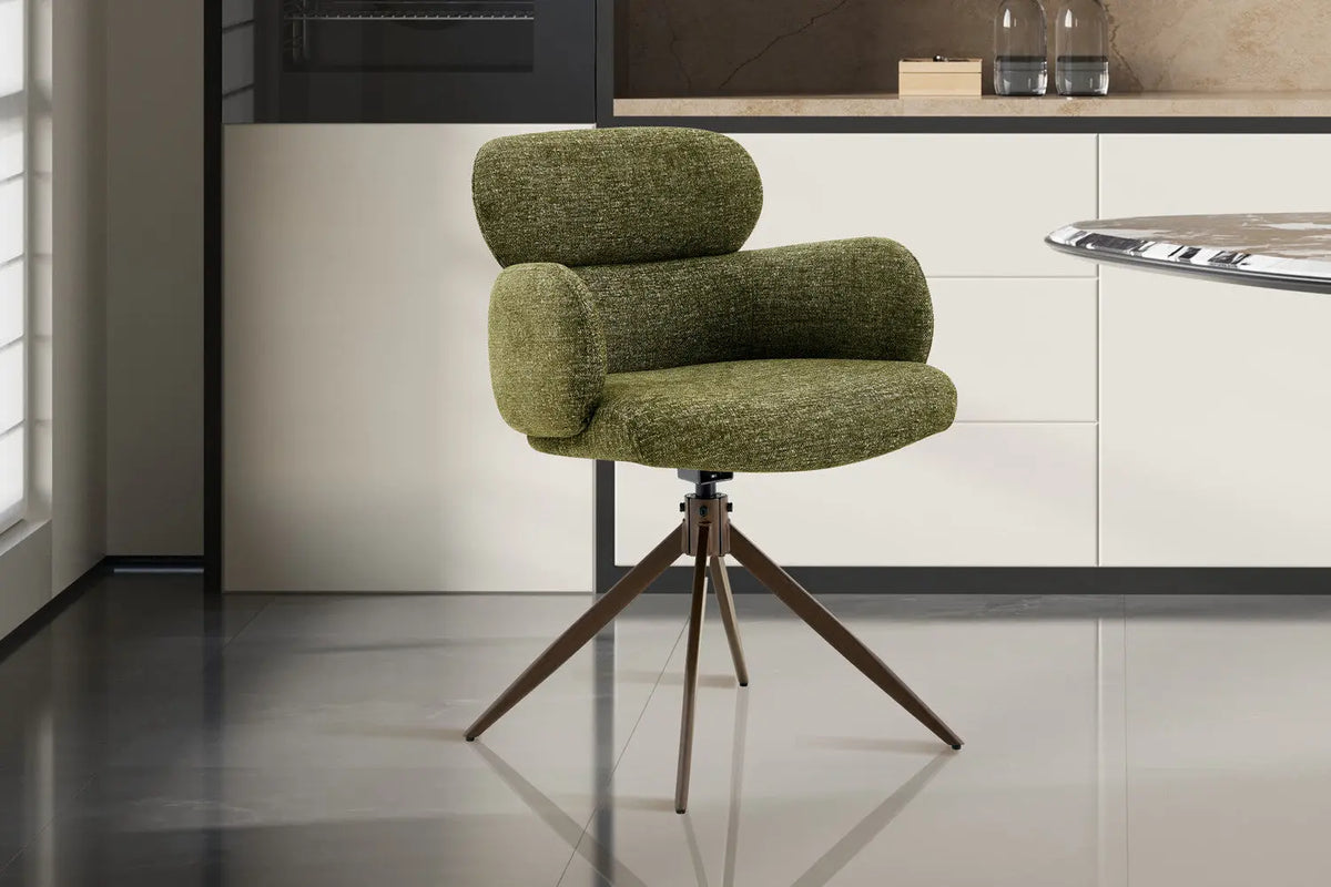 Chaise pivotante de salle à manger ROXANA, tissu vert