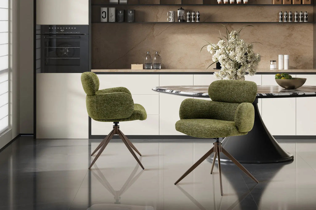 Chaise pivotante de salle à manger ROXANA, tissu vert