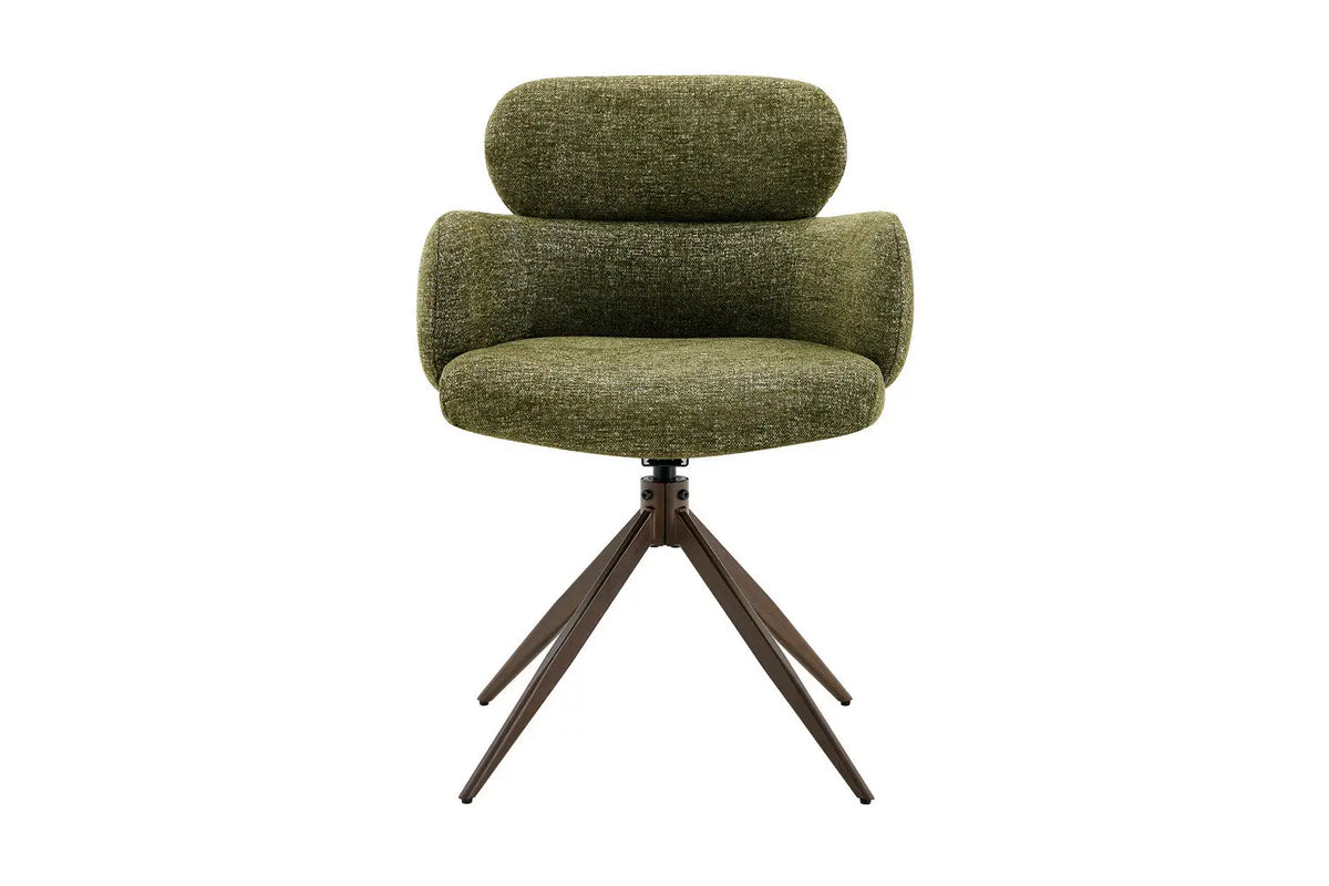 Chaise pivotante de salle à manger ROXANA, tissu vert