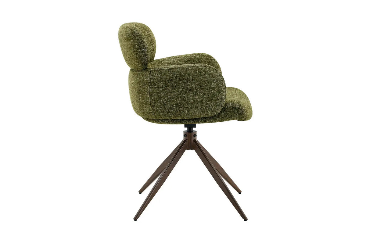 Chaise pivotante de salle à manger ROXANA, tissu vert