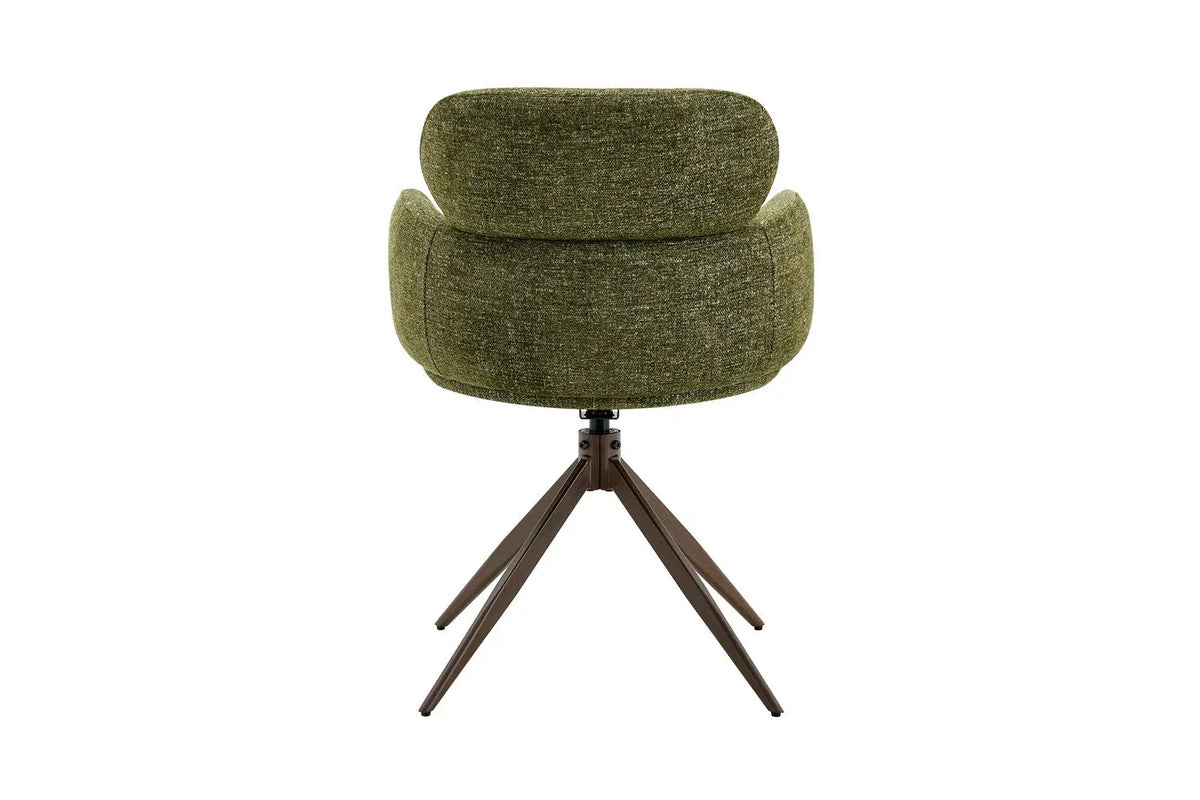 Chaise pivotante de salle à manger ROXANA, tissu vert