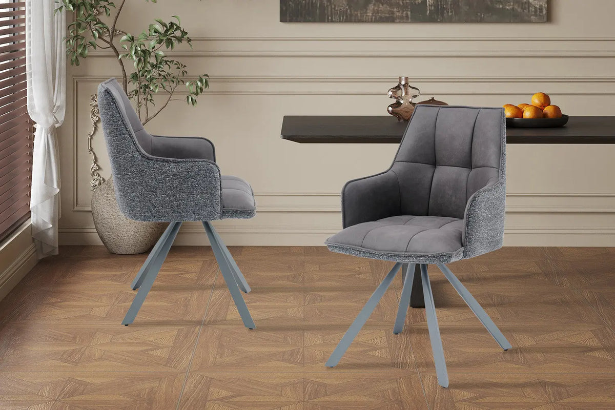 Chaise pivotante de salle à manger SOLEN, coloris gris foncé