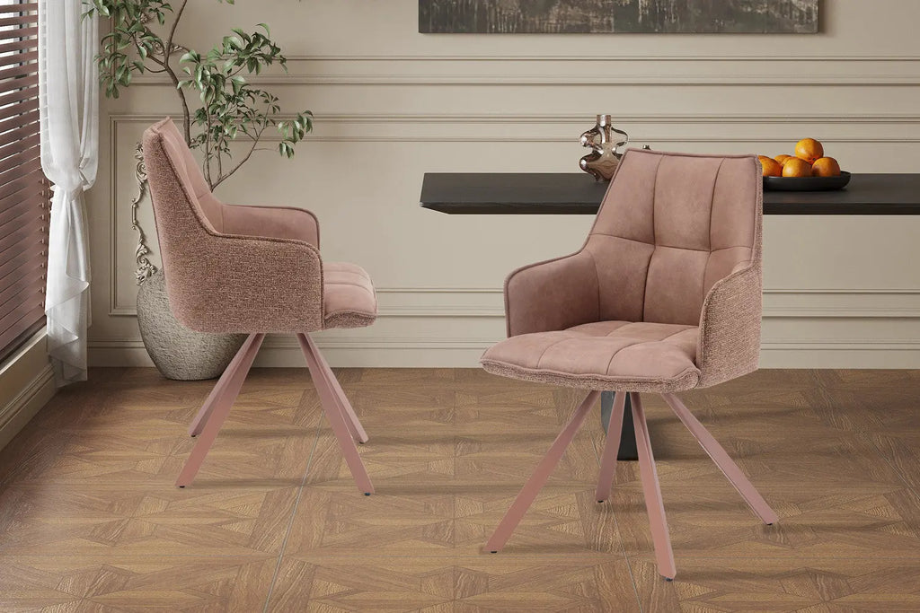 Chaise pivotante de salle à manger SOLEN, coloris rose