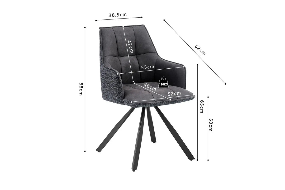 Chaise pivotante de salle à manger SOLEN, coloris noir