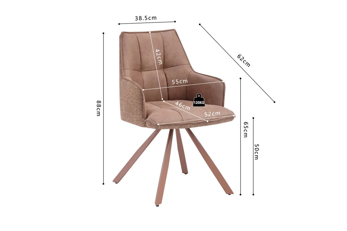Chaise pivotante de salle à manger SOLEN, coloris rose