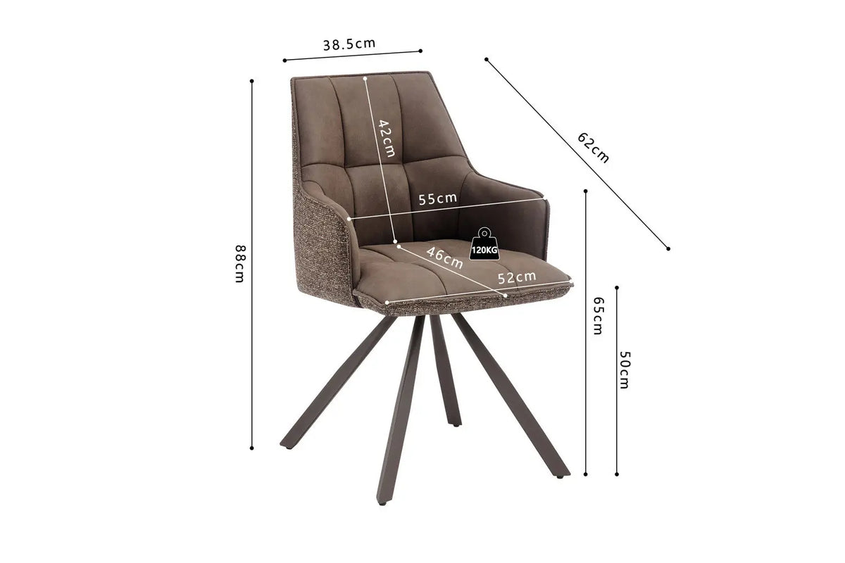 Chaise pivotante de salle à manger SOLEN, coloris marron