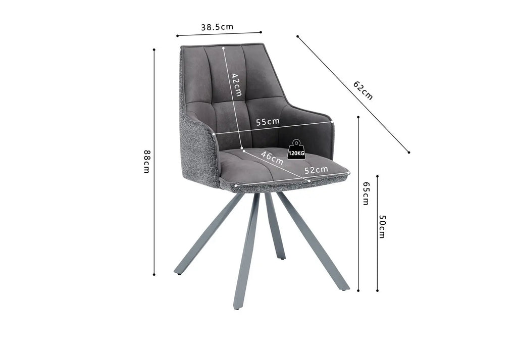 Chaise pivotante de salle à manger SOLEN, coloris gris foncé