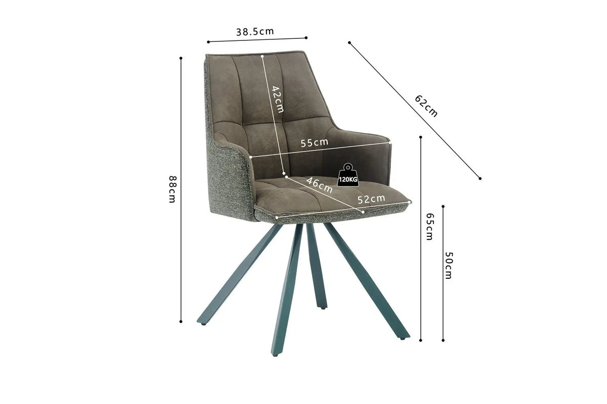 Chaise pivotante de salle à manger SOLEN, coloris vert