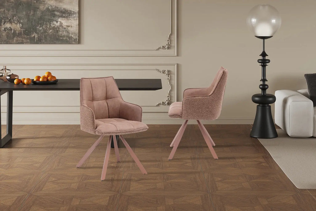Chaise pivotante de salle à manger SOLEN, coloris rose