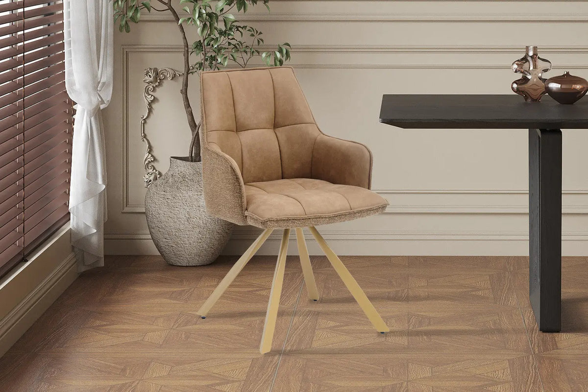Chaise pivotante de salle à manger SOLEN, coloris jaune