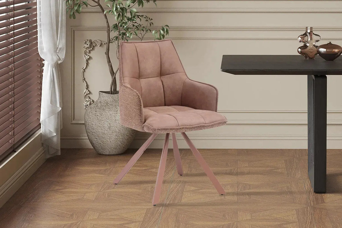 Chaise pivotante de salle à manger SOLEN, coloris rose
