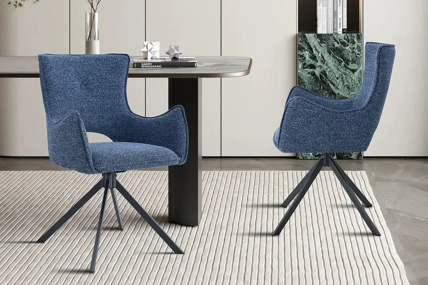 Chaise pivotante BILY Bleu avec accoudoirs – 57,5 x 60 cm | TIKAYLA