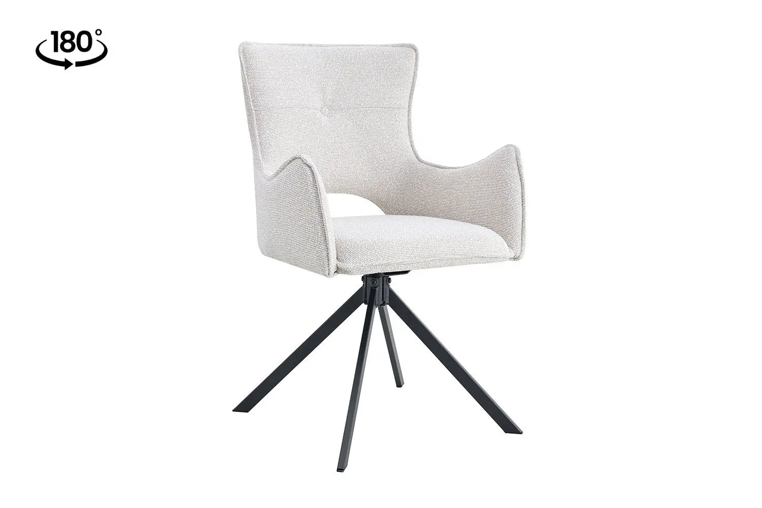 Chaise pivotante BILY Écru avec accoudoirs – 57,5 x 60 cm | TIKAYLA