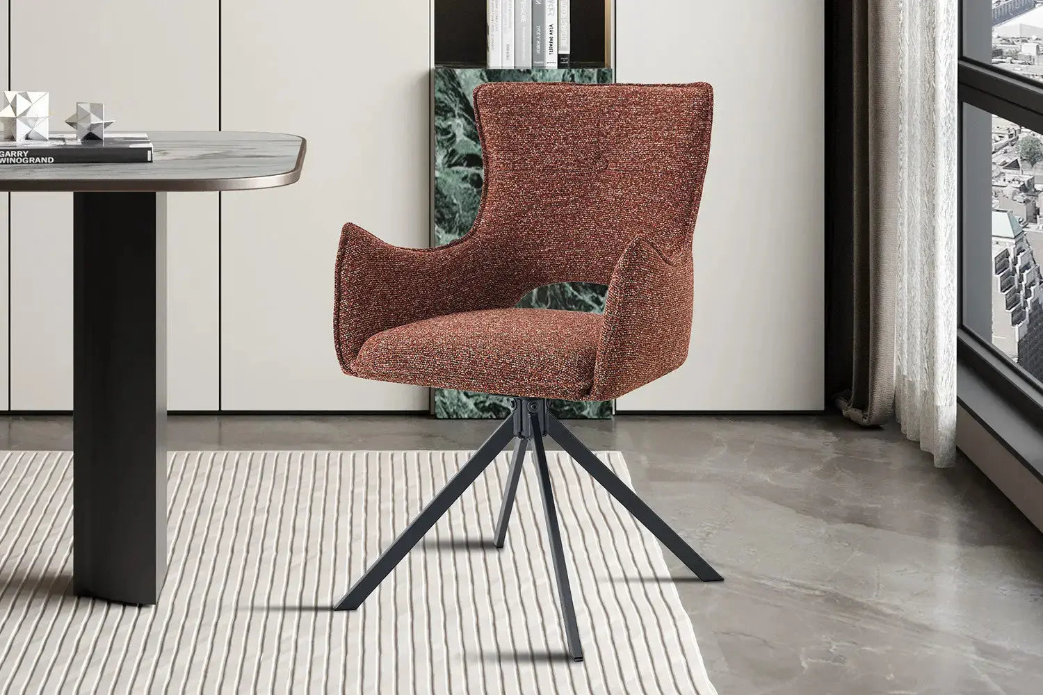 Chaise pivotante BILY Rouge avec accoudoirs – 57,5 x 60 cm | TIKAYLA