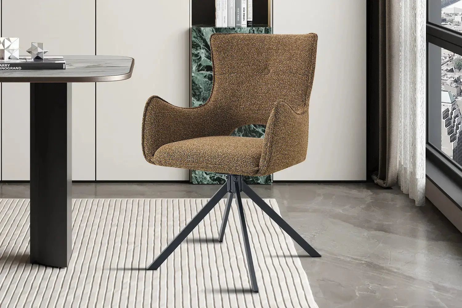 Chaise pivotante BILY Rouille avec accoudoirs – 57,5 x 60 cm | TIKAYLA