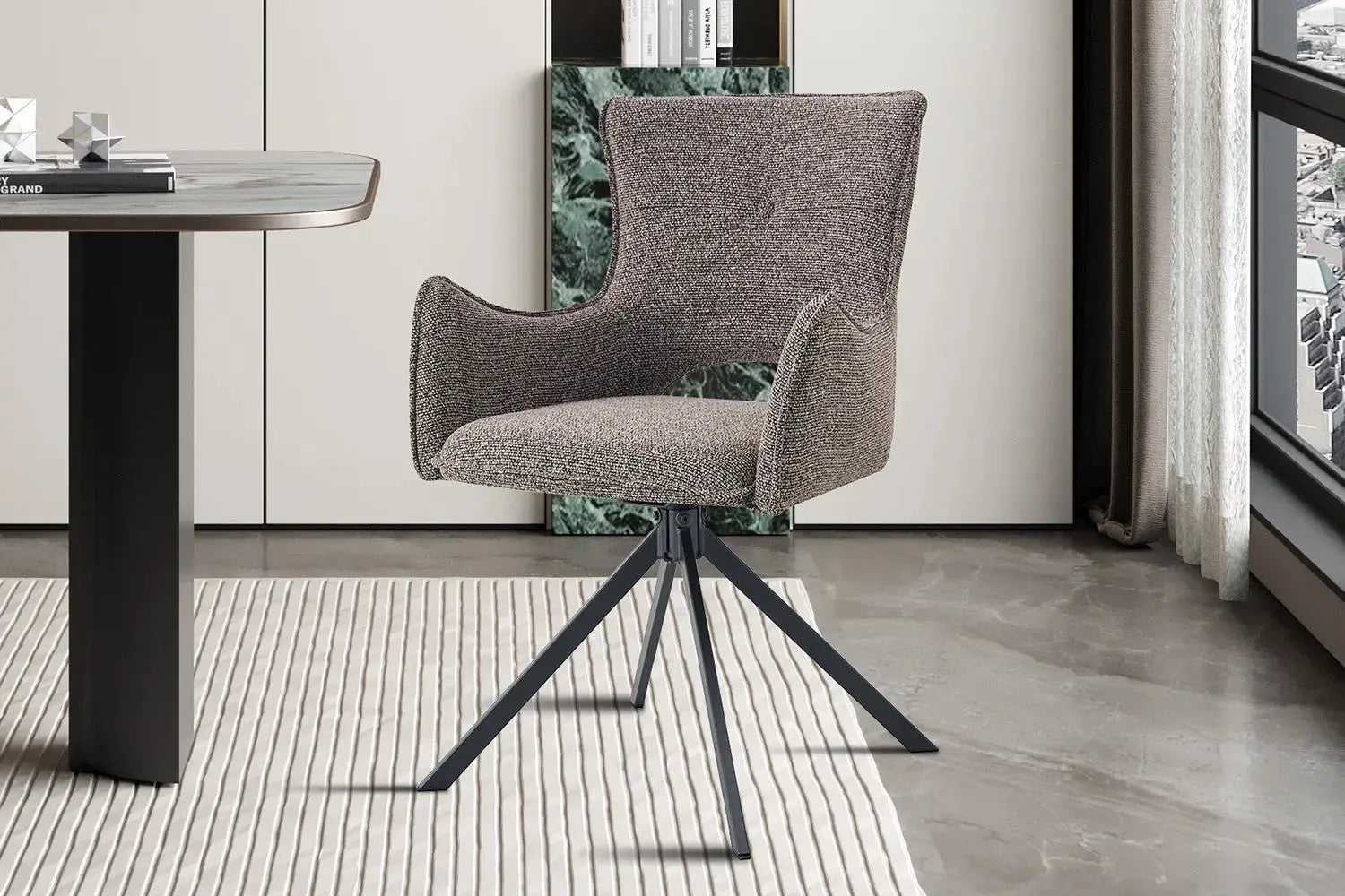 Chaise pivotante BILY Sable avec accoudoirs – 57,5 x 60 cm | TIKAYLA