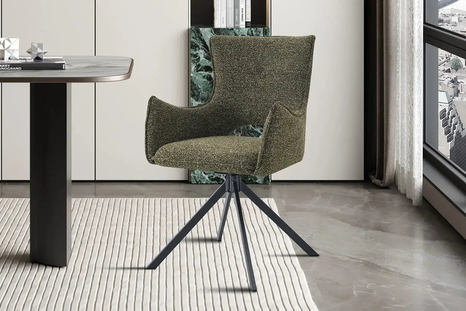 Chaise pivotante BILY Vert avec accoudoirs – 57,5 x 60 cm | TIKAYLA