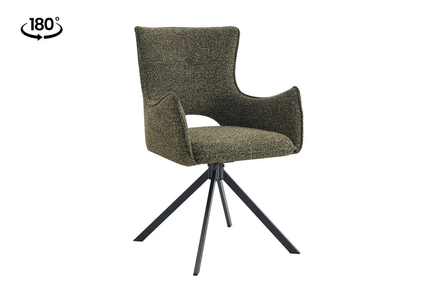 Chaise pivotante BILY Vert avec accoudoirs – 57,5 x 60 cm | TIKAYLA