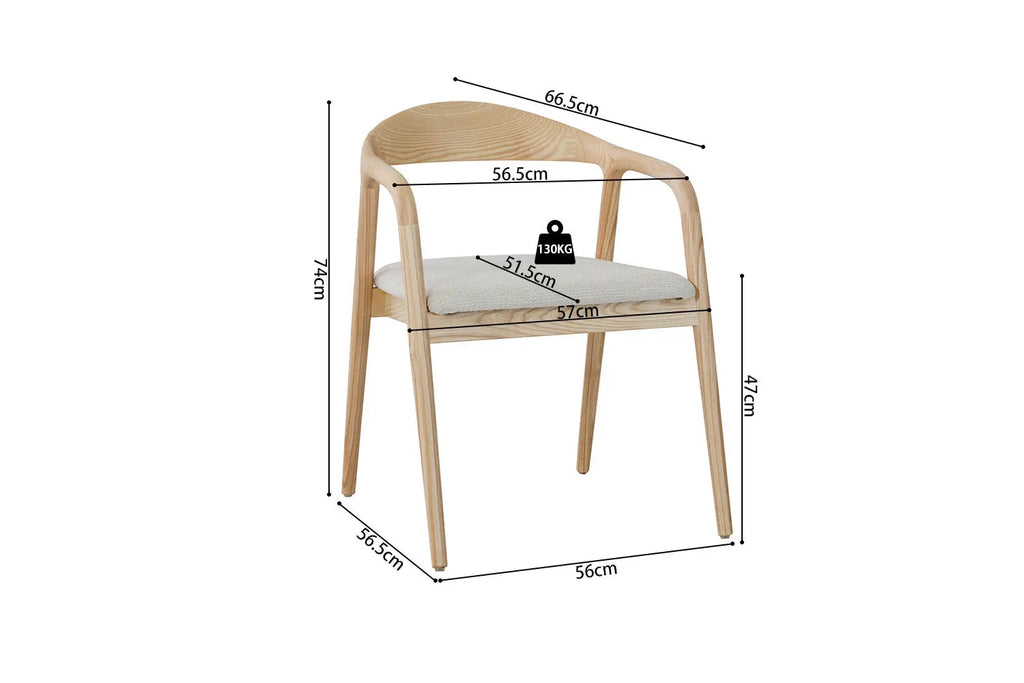 Fauteuil CLARA Frêne naturel – 57 x 66,5 cm | TIKAYLA