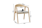 Chaise avec accoudoirs CLARA en bois de frêne naturel - 57 x 66,5 cm | TIKAYLA