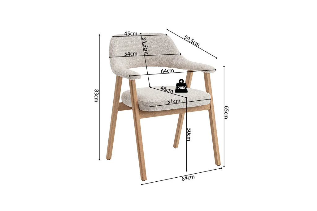 Chaise avec accoudoirs CORALYA beige – 64 x 59,5 cm | TIKAYLA