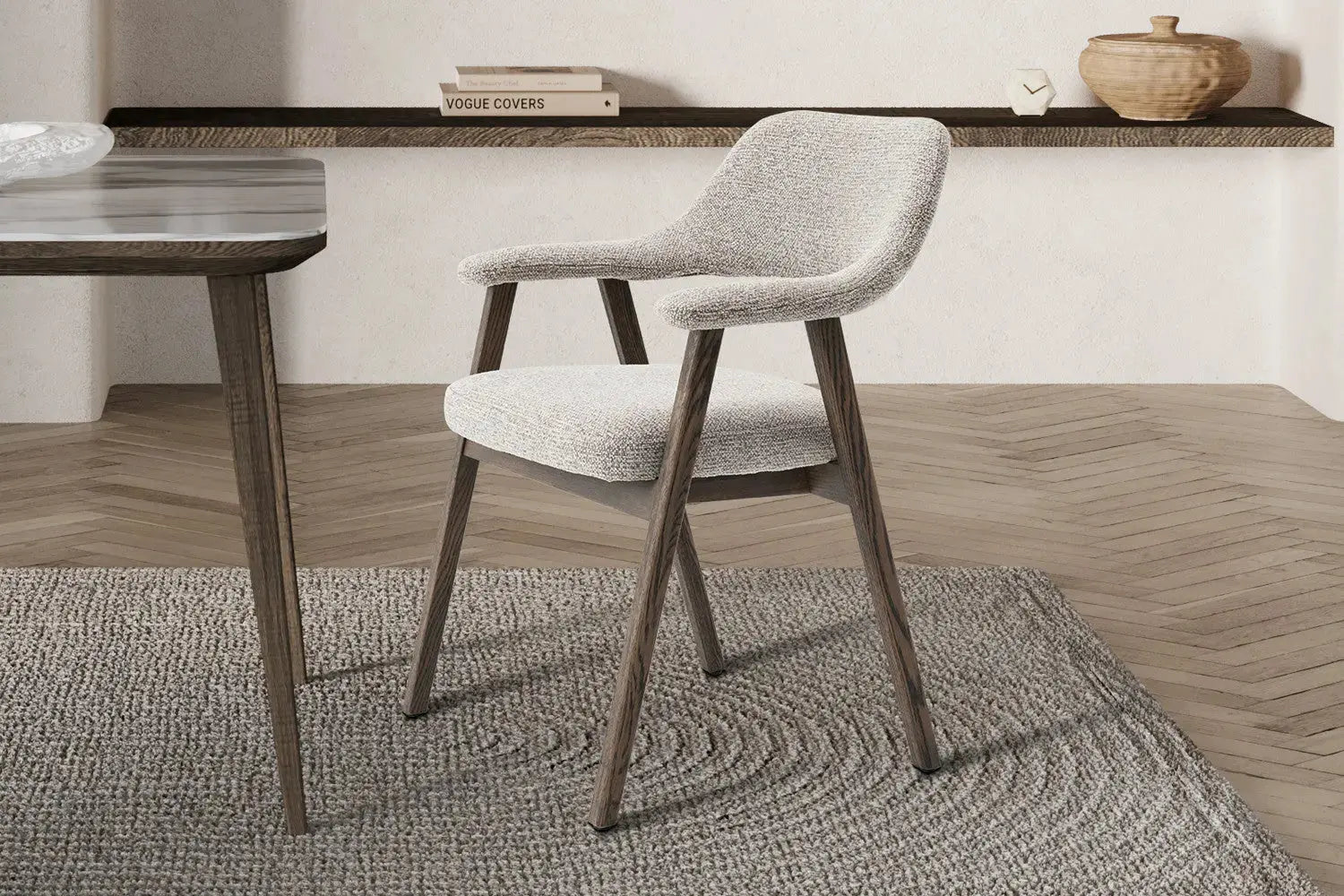 Chaise avec accoudoirs CORALYA sable – 64 x 59,5 cm | TIKAYLA