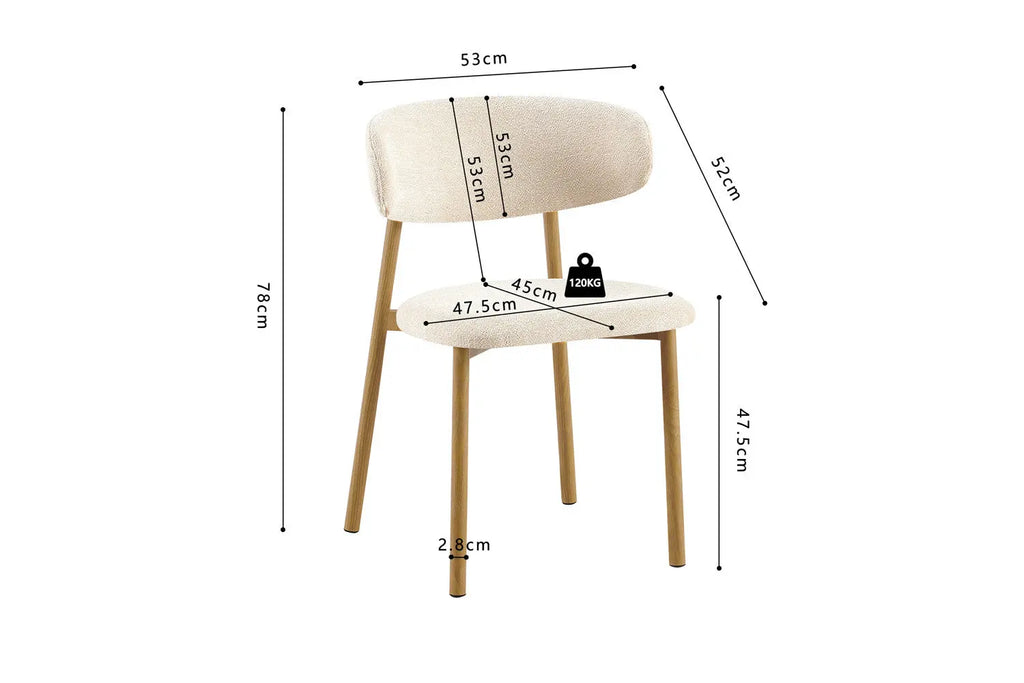 Chaise de salle à manger COYA Naturel et Beige – 53 x 52 cm | TIKAYLA