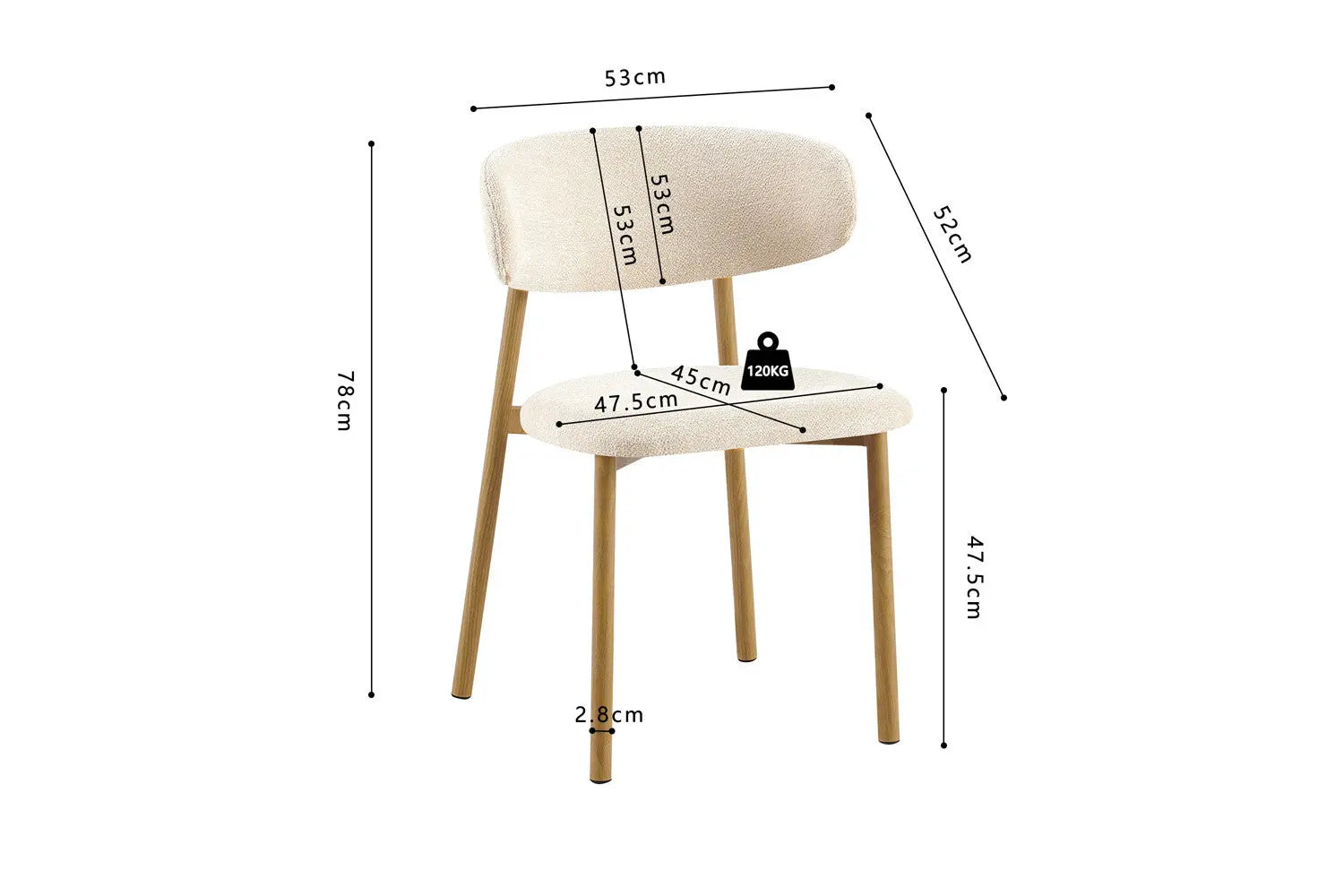 Chaise de salle à manger COYA Naturel et Beige – 53 x 52 cm | TIKAYLA
