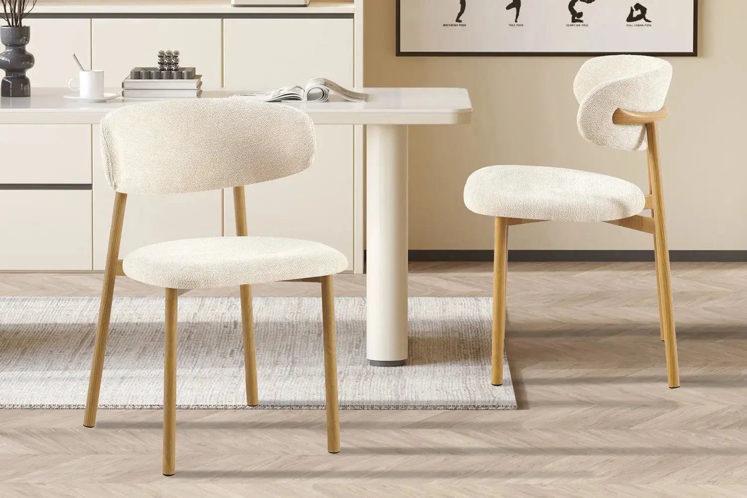 Chaise de salle à manger COYA Naturel et Beige – 53 x 52 cm | TIKAYLA