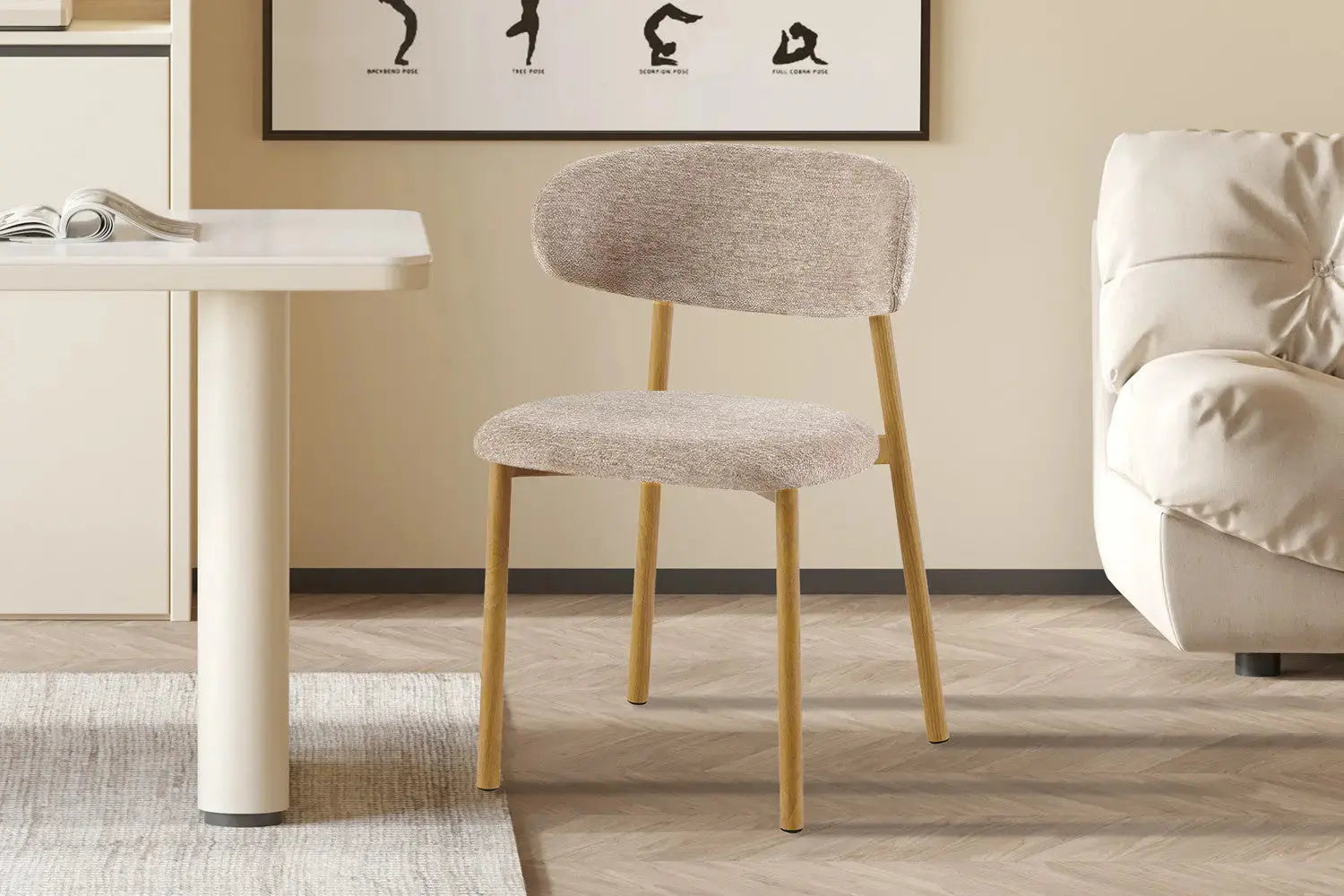 Chaise de salle à manger COYA Naturel et Sable – 53 x 52 cm | TIKAYLA