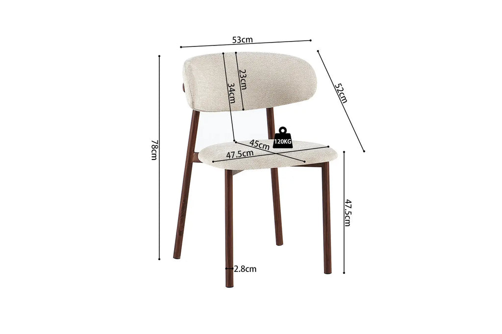 Chaise de salle à manger COYA Noyer et Beige – 53 x 52 cm | TIKAYLA