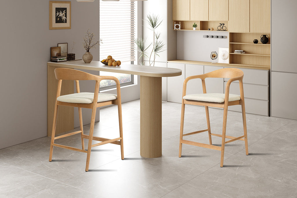 Chaise de bar CLARA Frêne naturel – 55,5 x 57,5 cm | TIKAYLA