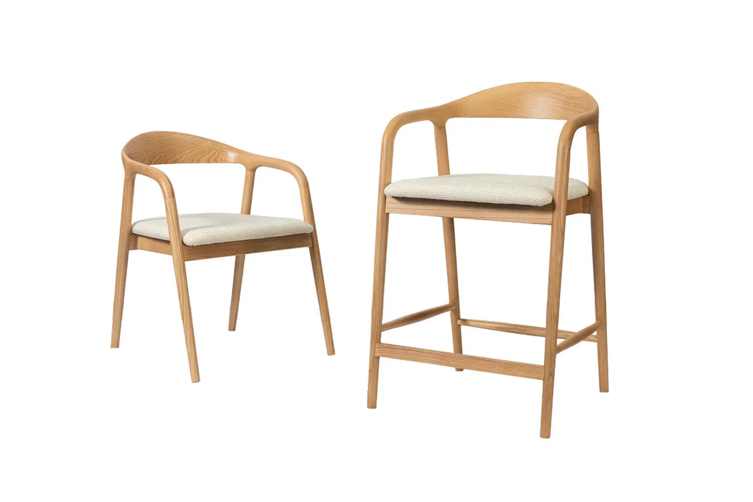Chaise de bar CLARA Frêne naturel – 55,5 x 57,5 cm | TIKAYLA