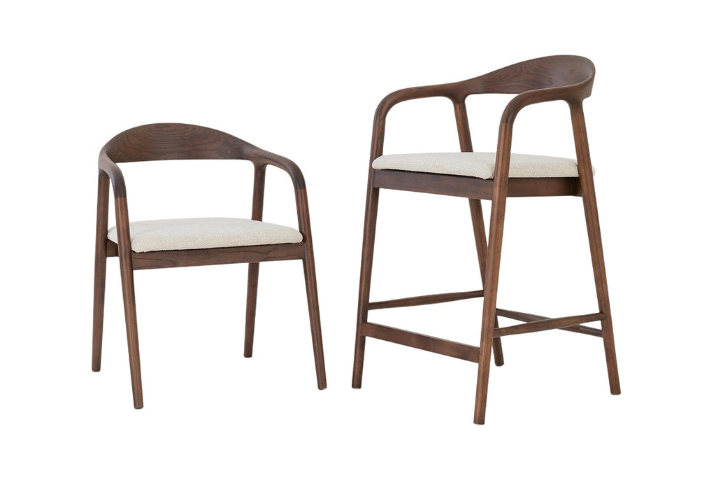 Chaise de bar CLARA Frêne noyer – 55,5 x 57,5 cm | TIKAYLA