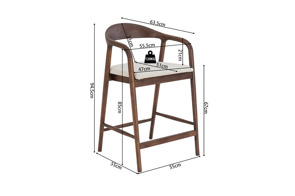 Chaise de bar CLARA Frêne noyer – 55,5 x 57,5 cm | TIKAYLA