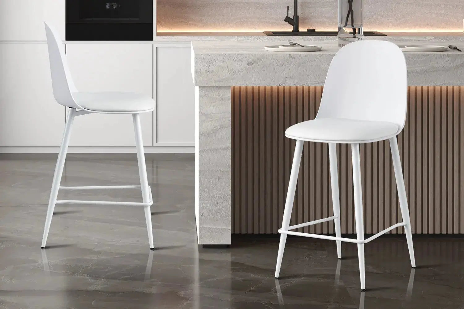 Chaise de bar JASMYN blanc – 44 x 51 cm | TIKAYLA