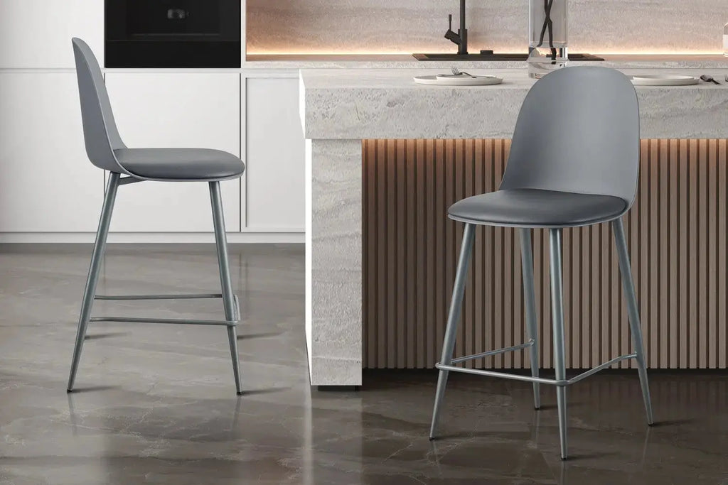Chaise de bar JASMYN gris – 44 x 51 cm | TIKAYLA