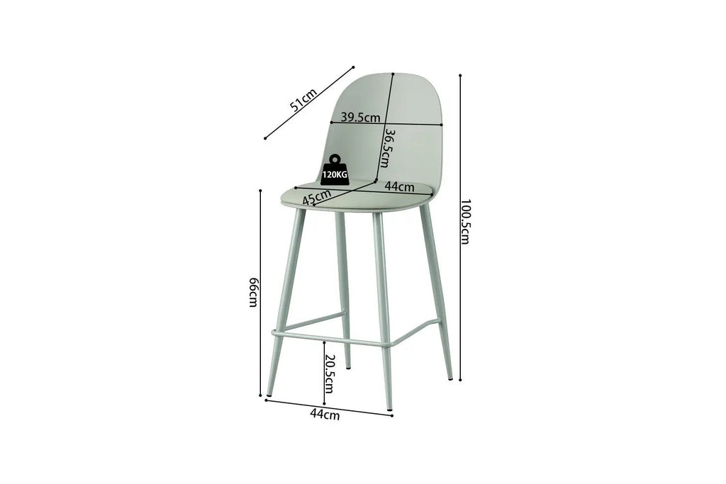 Chaise de bar JASMYN gris-vert – 44 x 51 cm | TIKAYLA