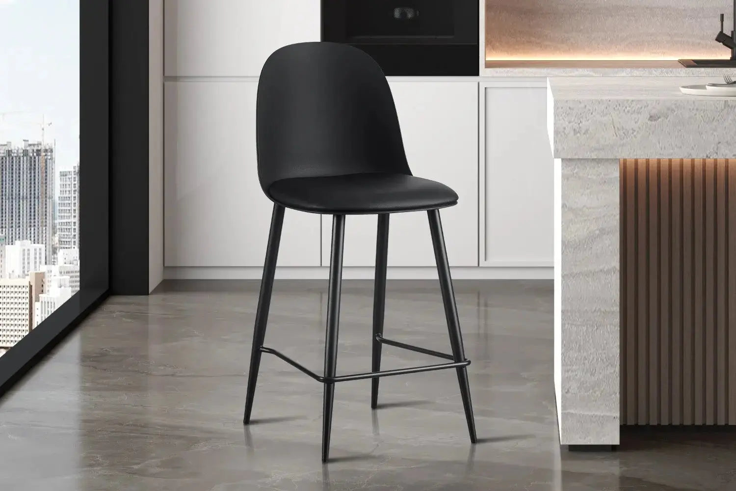Chaise de bar JASMYN noir – 44 x 51 cm | TIKAYLA