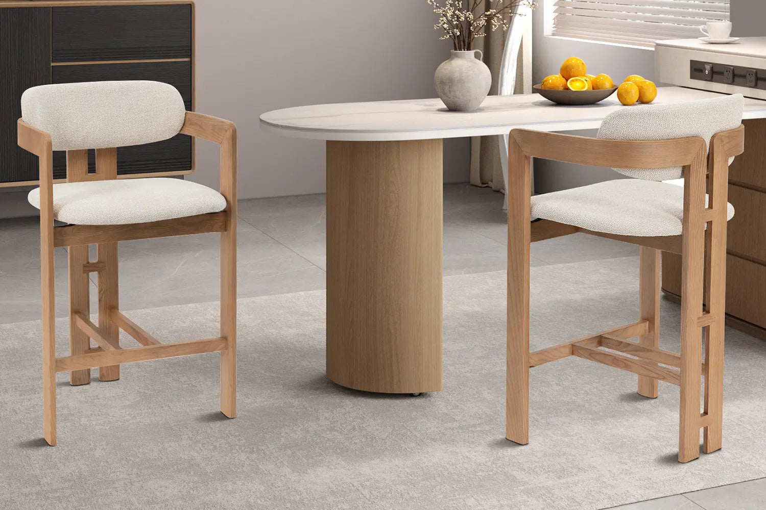 Chaise de bar KAMELIA en bois de frêne naturel – 56 x 52 cm | TIKAYLA