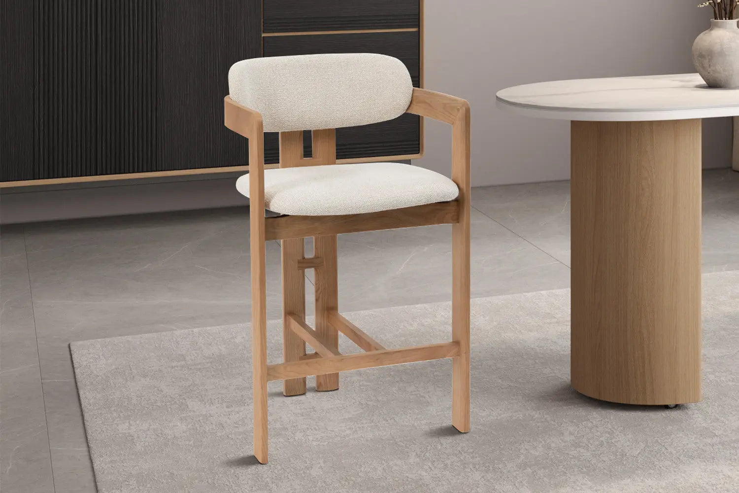 Chaise de bar KAMELIA en bois de frêne naturel – 56 x 52 cm | TIKAYLA